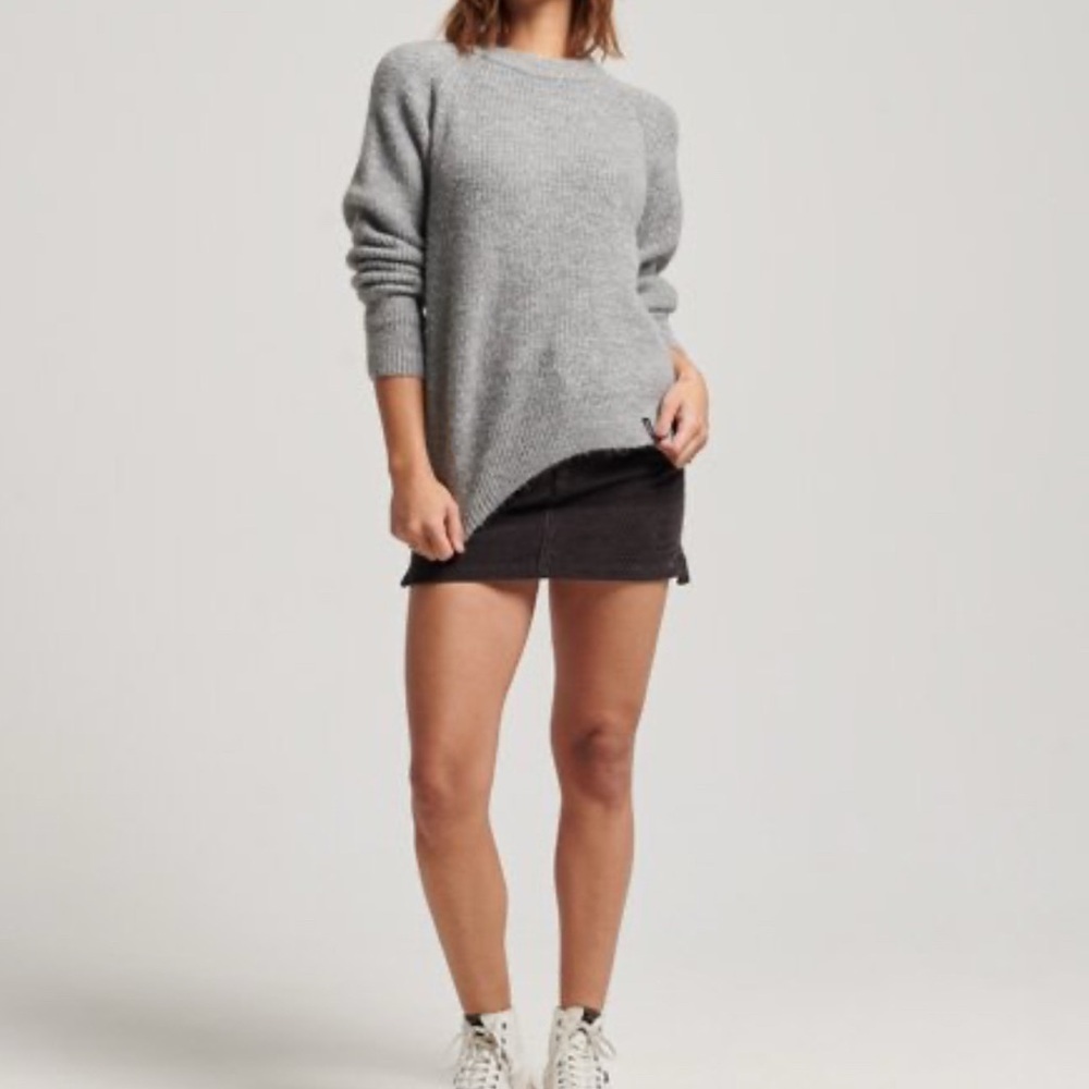 Minnie Rose Cashmere Crew Neck Grey Oversized Lightweight Sweater Long Sleeve M